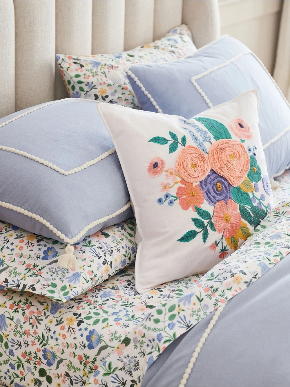 Pottery Barn x Rifle Paper Co Bramble Fields Cream Organic Fitted Sheet- XL Twin